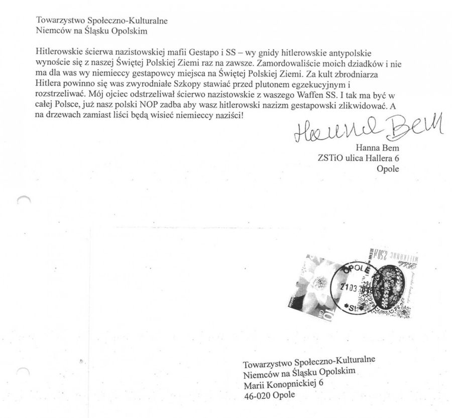 Opole 2018: Insulting letter to the German minority 